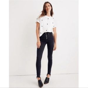 Madewell 9” High Rise Skinny Jeans In Faded Black/Grey